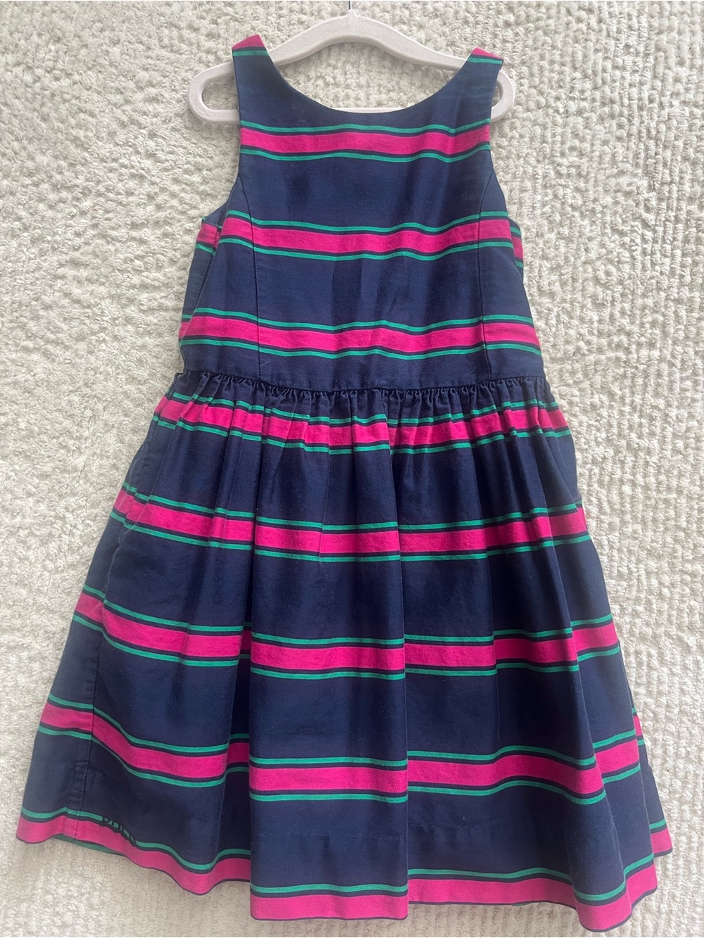 Polo Ralph Lauren Girls Navy Striped Cotton Dress Sz 5